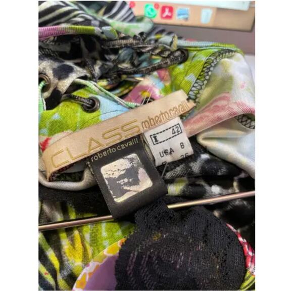 Vintage Luxury Roberto Cavalli Designer Dress Animal Print Floral Patchwrk Sz 8 - Picture 7 of 7